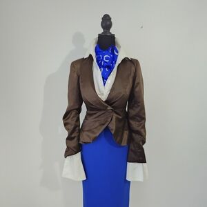 FRAY European Tailored Satin Peplum Blazer DIOR YVES ST LAURENT